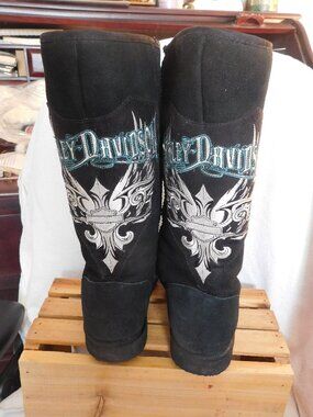 Ladies Harley Davidson Black Suede Pull On Boots